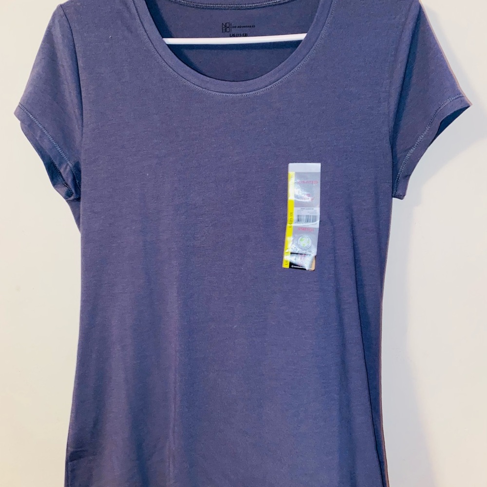Plain navy blue short sleeve shirt